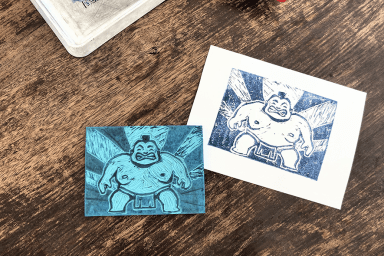 Linogravure de sumo